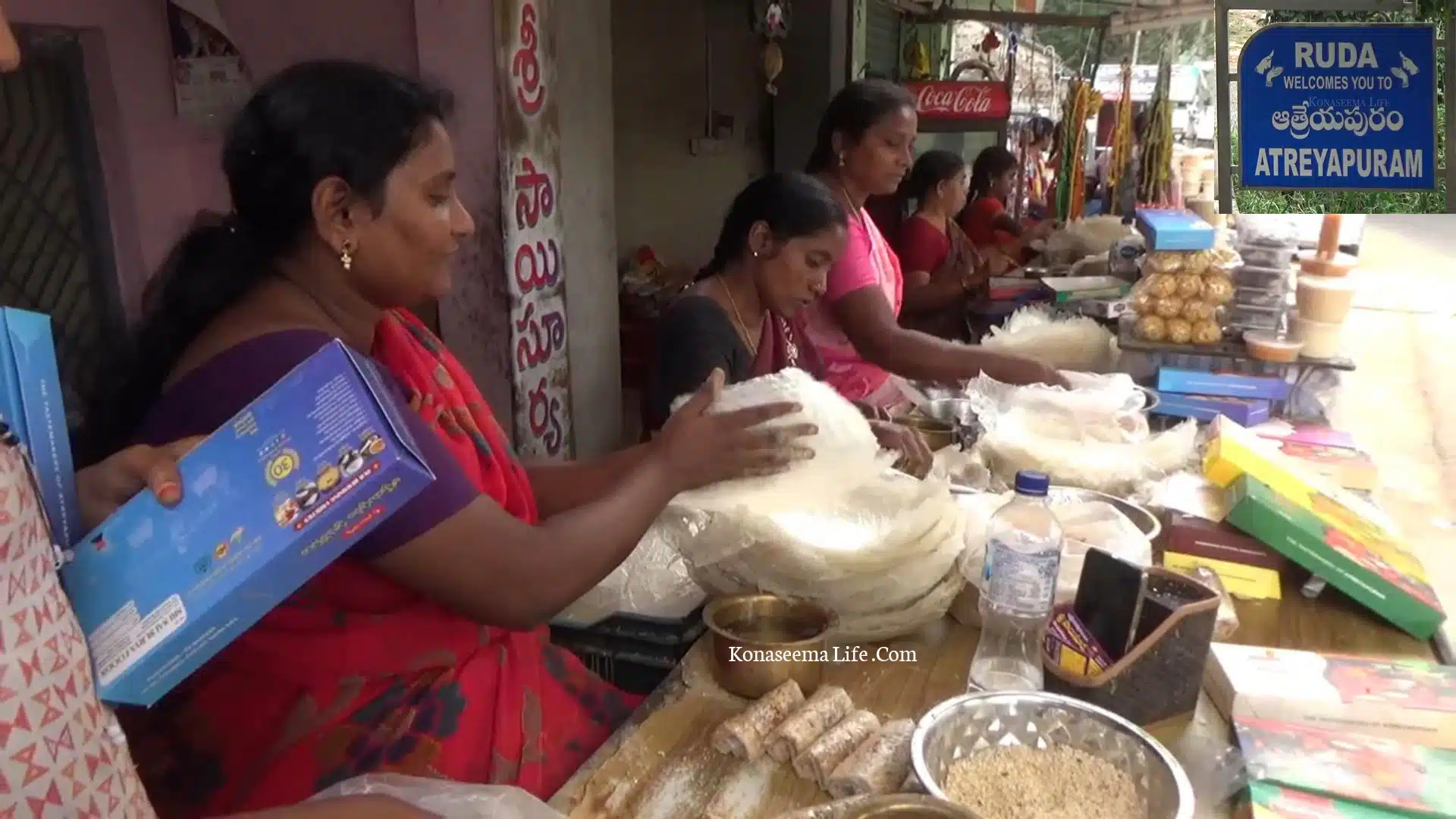 womens making paper sweets - Atreyapuram
