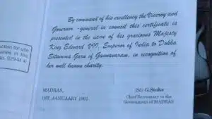 Dokkaseetamma-British Certificate Proof with Books 